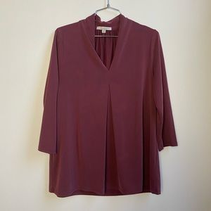 Green Envelope Los Angeles Burgundy V Neck Drapey Blouse